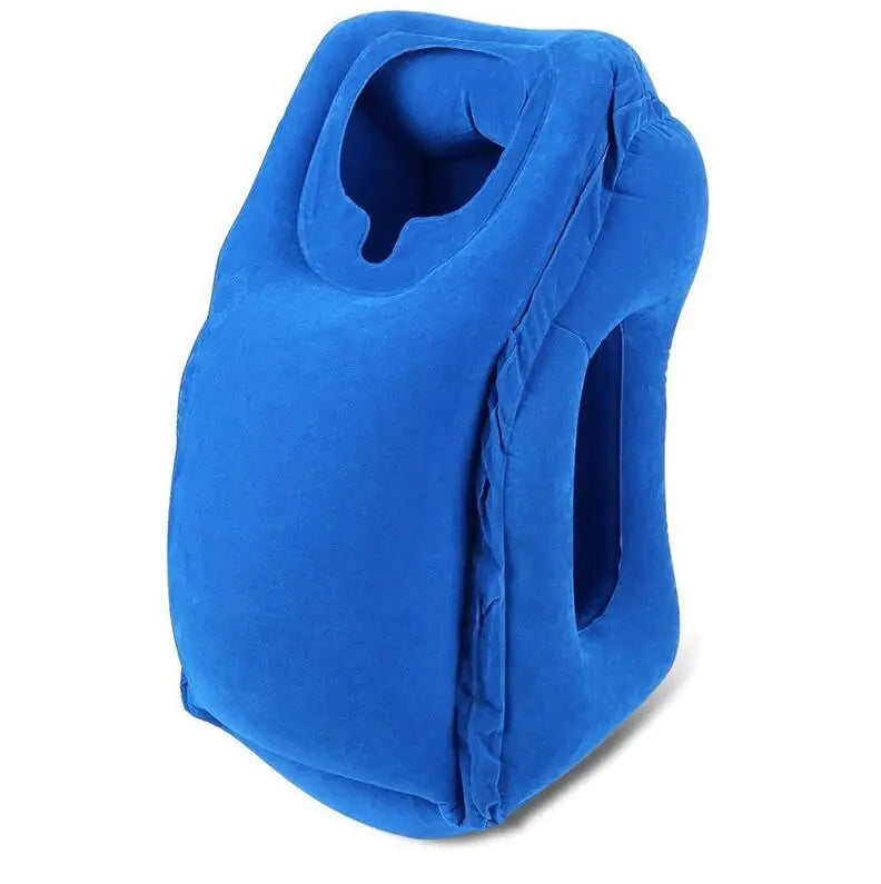 Flocked Inflatable Air Cushion Travel Pillow Headrest Chin Support Cushions for Airplane Plane Car Office Rest Neck Nap Pillows