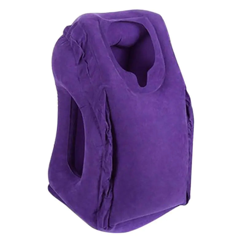 Flocked Inflatable Air Cushion Travel Pillow Headrest Chin Support Cushions for Airplane Plane Car Office Rest Neck Nap Pillows